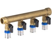 Colector macho - hembra 3/4 - 4 salidas de tubo multicapa a sertir de 3/4 ' con válvulas quick plomberie