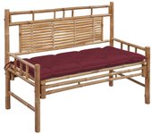 Banco de jardín con cojín bambú 120 cm