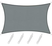 Vela de sombra cuadrada rectangular 2.5x3m color gris/plata, lona impermeable 95% protección rayos uv, para exteriores, piscina