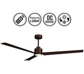 Ventilador de techo con luz silencioso dc con mando anne marron 160 cm invierno-verano color luz regulable