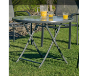 Mesa redonda terraza jardín acero plegable cordoba-90 cm(ancho) 90 cm(fondo)75 cm(altura)