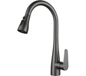 Grifo monomando extraíble para fregadero de cocina, de acero inoxidable, con rociador extraíble, color gris metalizado