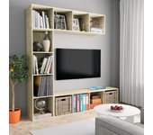 Maison exclusive - mueble de tv y librería 3 piezas roble sonoma 180x30x180 cm