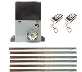 Kit motor para puerta corredera at plus 2500kg 230v, con 2 mandos y 6 metros cremallera de acero 30x12 | motor puerta corredera uso intensivo.