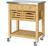 Carrito de cocina con piso de acero, estantería de cocina, carrito de servir de bambú, fkw40-n sobuy es