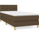Cama con somier tapizado y colchón de tela marrón oscuro 90x200 cm