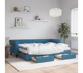 Sofá cama nido y cajones azul 80x200 cm terciopelo