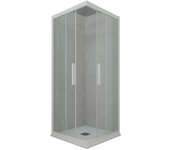 Mampara de ducha angular deslizante 70x110 cm de pvc blanco matt h 200 vidrio transparente mod. kolors
