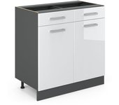 Vicco mueble bajo de cocina r-line, blanco alto brillo, 80 cm sin encimera
