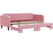 Cama individual | sofá cama nido terciopelo rosa 90x200 cm cfw784278