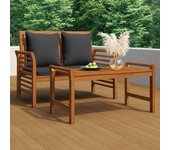 Banco interior | banco jardín con cojines gris oscuro de madera maciza de acacia cfw65585
