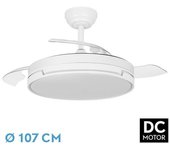 Fabrilamp ventilador techo papiro 3 aspas 107cm.72w blanco plegable mando