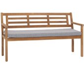 Banco de jardín hwc-n47, banco asiento de parque banco de madera, madera maciza de acacia certificada mvg ~ cojines gris