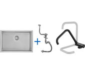 Fregadero cocina 1 bandeja 70*44*19cmpara empotrar/flor/sous-plan,con sifón/trop-plein,cepillado+mezclador cocina plegable giratorio 360° agua