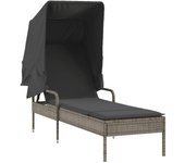 Tumbona | silla de jardín con capota ratán sintético gris cfw56335
