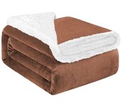 Acomoda textil – manta de sedalina con borreguito extra suave para invierno. manta cálida, ligera y transpirable para cama. (chocolate, 160x200 cm)