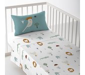 Juego de sábana cuna/maxicuna jungla niño b 100% algodón cuna 60 cm