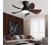 Ventilador de techo con luz, 3 temperaturas de color, temporizador, 6 velocidades, lámpara de techo con mando a distancia (74 cm)