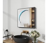 Emke espejo de baño con iluminación carré espejo de baño iluminado con marco negro antivaho 50 × 50 cm