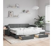 Vidaxl sofá cama nido con cajones tela gris oscuro 90x200 cm