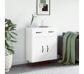 Aparador | aparador de comedor | armario de cocina de madera contrachapada blanco brillante 69,5x34x90 cm cfw21839