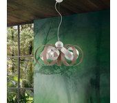 Lampadario moderno 5 luci cerchi ferro bianco e tortora serie bolla