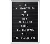 Relaxdays letter board con marco de madera, pizarra 145 letras, números y símbolos, plástico, 30x45, blanco