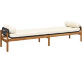 Banco de jardín | silla de jardín con cojín ratán sintético acacia negro cfw31883