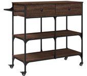 Carrito de cocina，estantería de cocina, carrito de servir madera ingeniería marrón roble 105x42x95 cm cfw49513