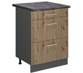 Vicco mueble bajo de cocina r-line, roble artesanal, 60 cm con cajones, et antracita