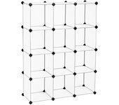 Organizador modular 10 cubos blanco traslúcido con puertas, estantería armario plástico para ropa, juguetes, libros, fácil montaje