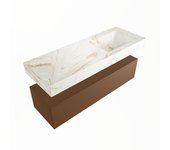 Mondiaz alan-dlux 130cm mueble de baño rust 1 cajón. con lavabo cloud derecho sin orificios color frappe