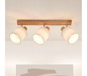 Nettlife 3 focos de techo moderno de pared de madera giratorio 350° e14 max.25w lámpara para salón dormitorio (sin bombilla)