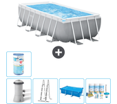 Paquete de piscina - intex - rectángulo - 400x200x100 cm + accesorios a2443
