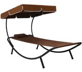 Sofá cama de exterior con dosel y almohada marrón