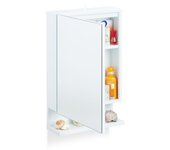 Relaxdays armario para baño con espejo, una puerta, con enchufe, mueble para pared, blanco, 55 x 35 x 12 cm