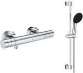 Grohe - mezclador termostático de ducha grohtherm 800 + barra de ducha + jabonera + teleducha tempesta