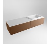 Mondiaz erin 150cm mueble de baño color rust con 2 cajones. con lavabo ridge derecho sin orificios color talc
