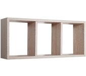 Estante rectangular de pared 3 compartimentos roble sagerau mod. tristano