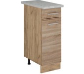 Vicco mueble bajo de cocina r-line, sonoma, 30 cm et mármol