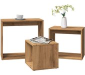 Mesas nido 3 piezas de madera de roble artesanal