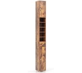 Armario de baño estrecho con cajón, puertas y estantes, armario de almacenamiento para baño, salón y cocina, 20 x 20 x 180 cm (marrón)