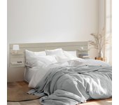 Dhome cabecero con estantes de madera reciclada dm colgante pared estilo palet japones con patas cama nordico (acabado lino, 210cm dual)