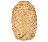 Jarrón trenzado de madera crema de 24x24x37 cm