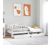 Vidaxl sofá cama con cajones madera maciza de pino blanca 90x190 cm
