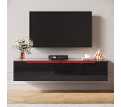 Sirhona mueble tv 2 puertas,blanco/negro,h35xan140xp30cm