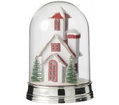 Campana invierno casa led acrílico blanco/verde alt. 23 cm