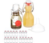 Relaxdays pack botellitas de cristal, 50 ml, 20 mini botellas para rellenar licor o aceite, tapa mecánica, transparente