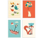 4 art-posters 20 x 30 cm - bébés animaux - jay fleck - 20 x 30 cm