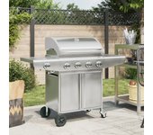 Barbacoa de gas con 5 quemadores de acero inoxidable color plata vidaxl